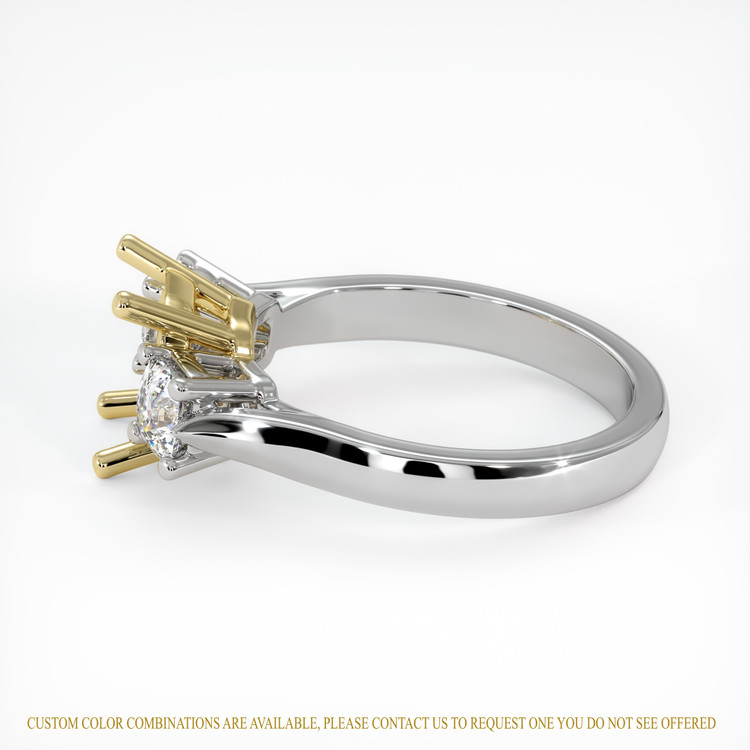 18K Yellow & White Three Stone Ring Setting