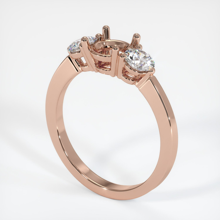 14K Rose Gold Three Stone Ring Setting