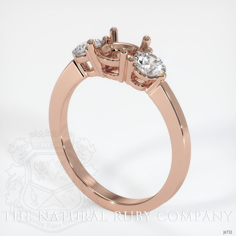 14K Rose Gold Three Stone Ring Setting