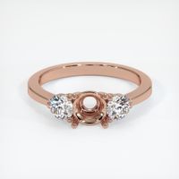 14K Rose Gold Three Stone Ring Setting Image