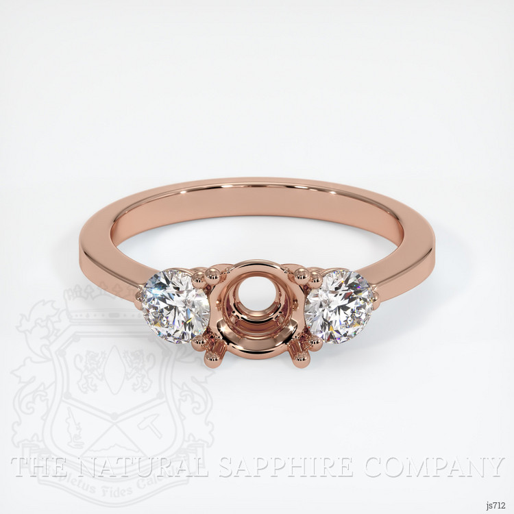 14K Rose Gold Three Stone Ring Setting
