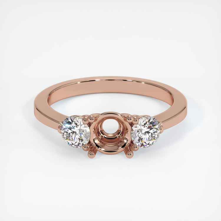 14K Rose Gold Three Stone Ring Setting