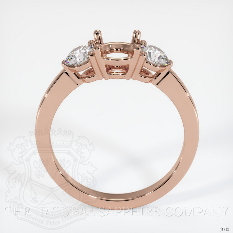 14K Rose Gold Three Stone Ring Setting