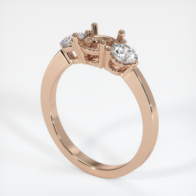 18K Rose Gold Three Stone Ring Setting