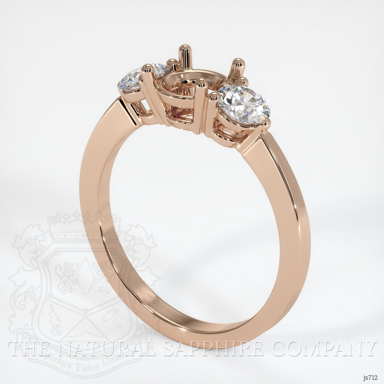 18K Rose Gold Three Stone Ring Setting