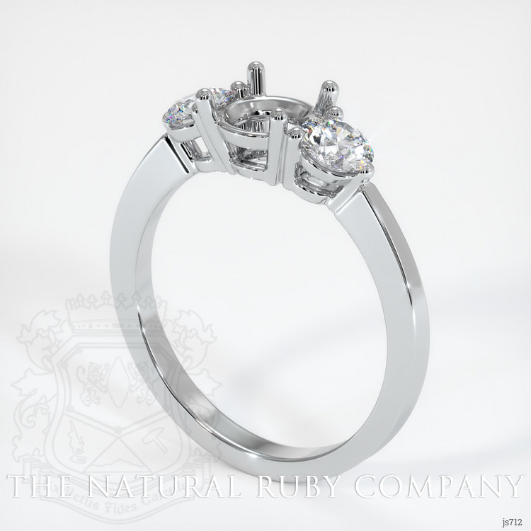 14K White Gold Three Stone Ring Setting