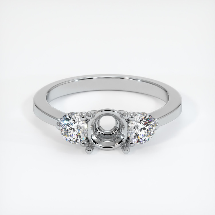 14K White Gold Three Stone Ring Setting