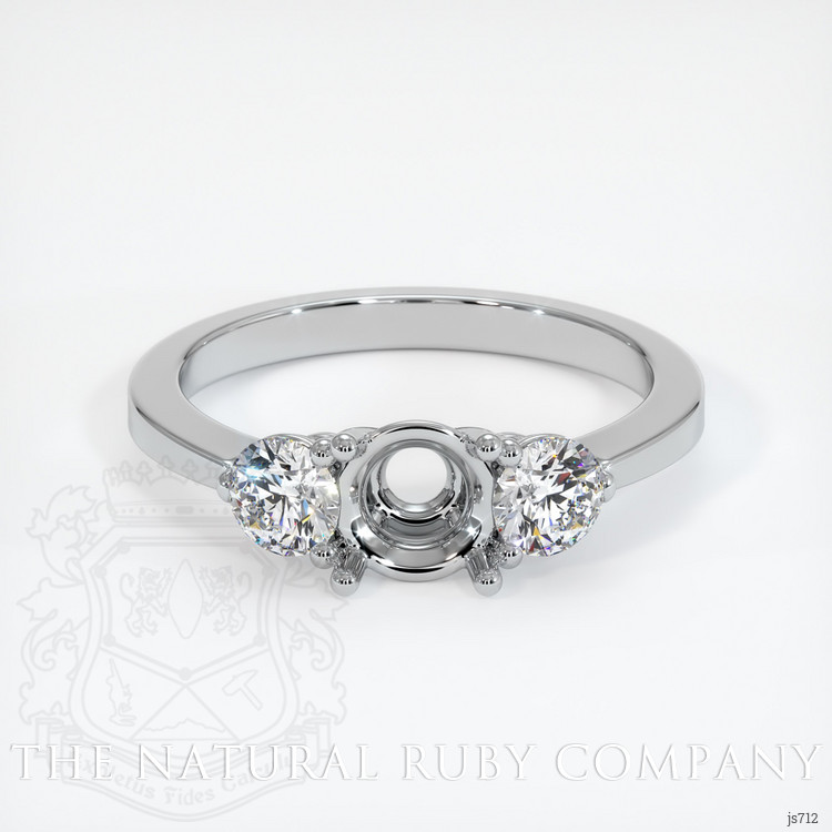 14K White Gold Three Stone Ring Setting