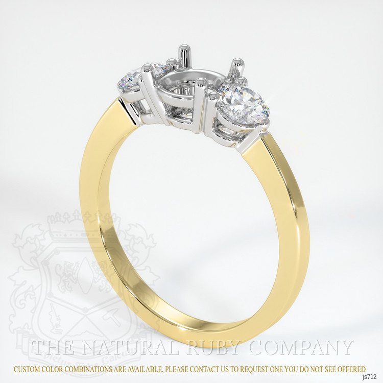 14K White & Yellow Three Stone Ring Setting