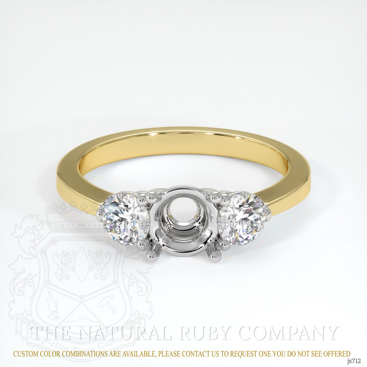 14K White & Yellow Three Stone Ring Setting