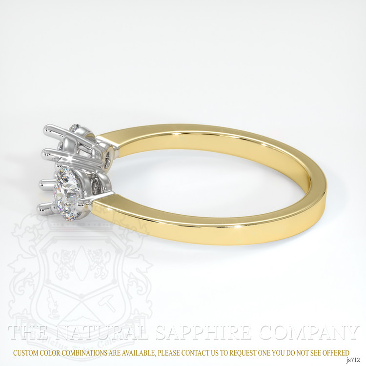 14K White & Yellow Three Stone Ring Setting