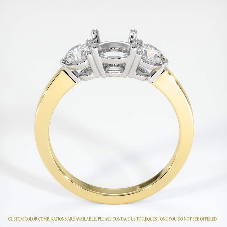 14K White & Yellow Three Stone Ring Setting