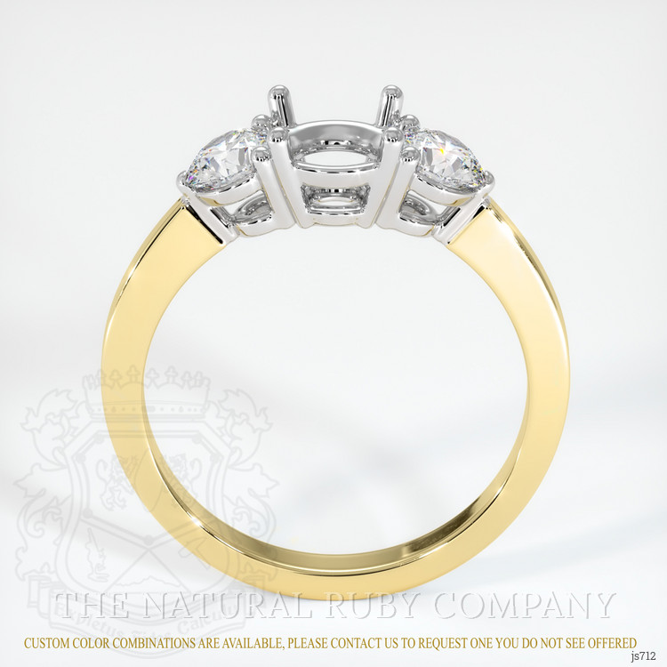 14K White & Yellow Three Stone Ring Setting