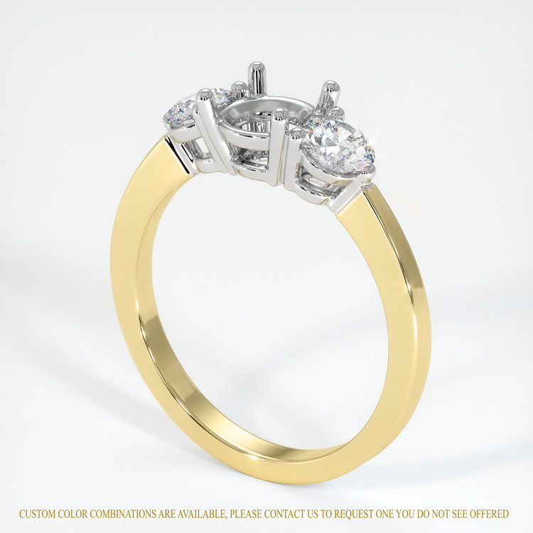 18K White & Yellow Three Stone Ring Setting