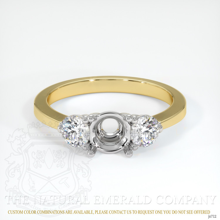 18K White & Yellow Three Stone Ring Setting