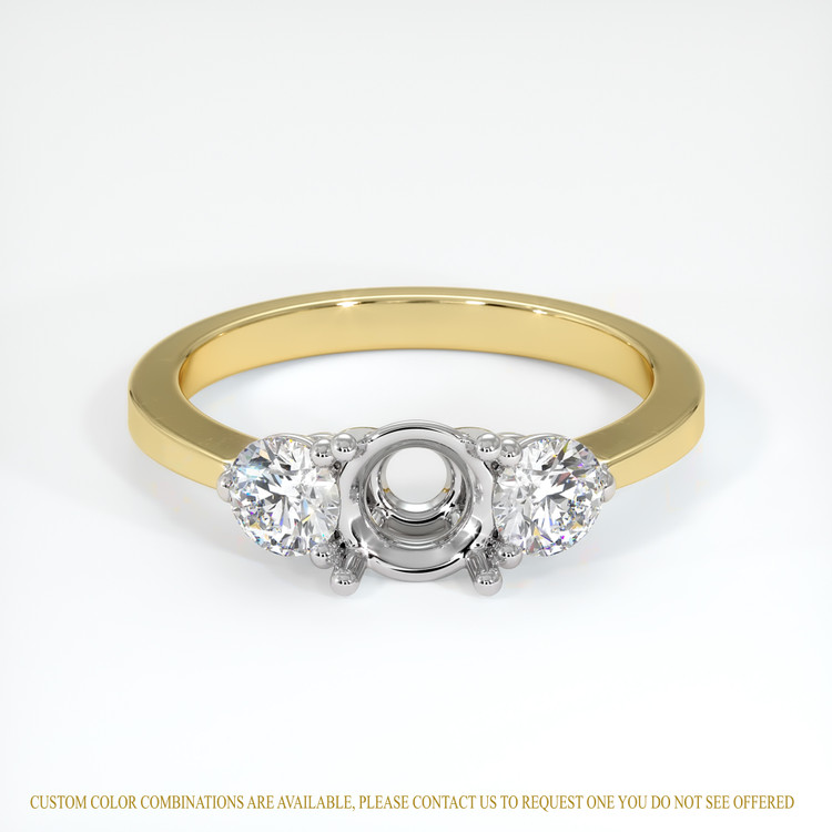 18K White & Yellow Three Stone Ring Setting