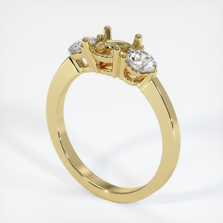 18K Yellow Gold Three Stone Ring Setting