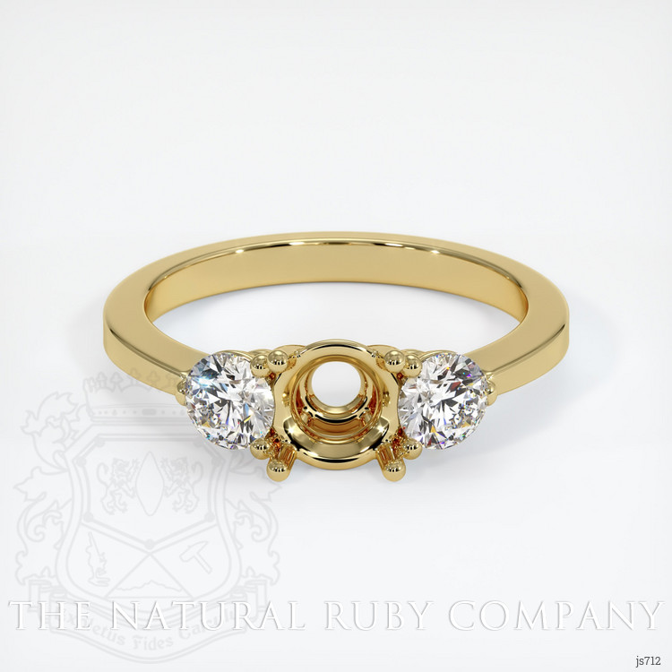 18K Yellow Gold Three Stone Ring Setting