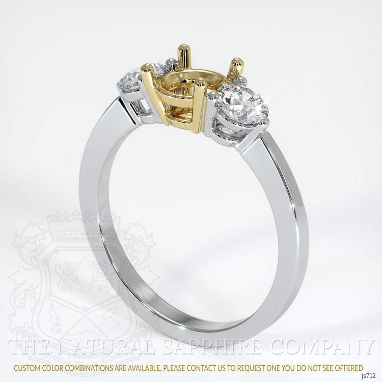 14K Yellow & White Three Stone Ring Setting