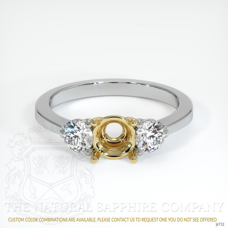 14K Yellow & White Three Stone Ring Setting
