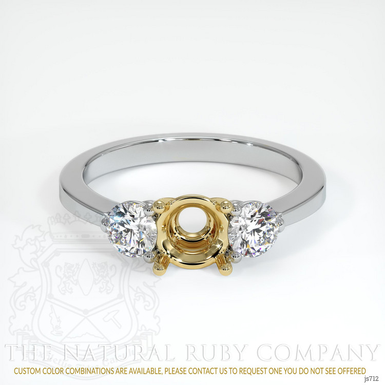 14K Yellow & White Three Stone Ring Setting
