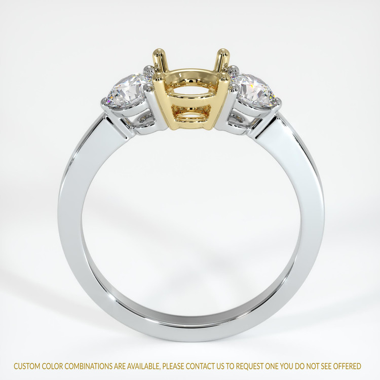 14K Yellow & White Three Stone Ring Setting