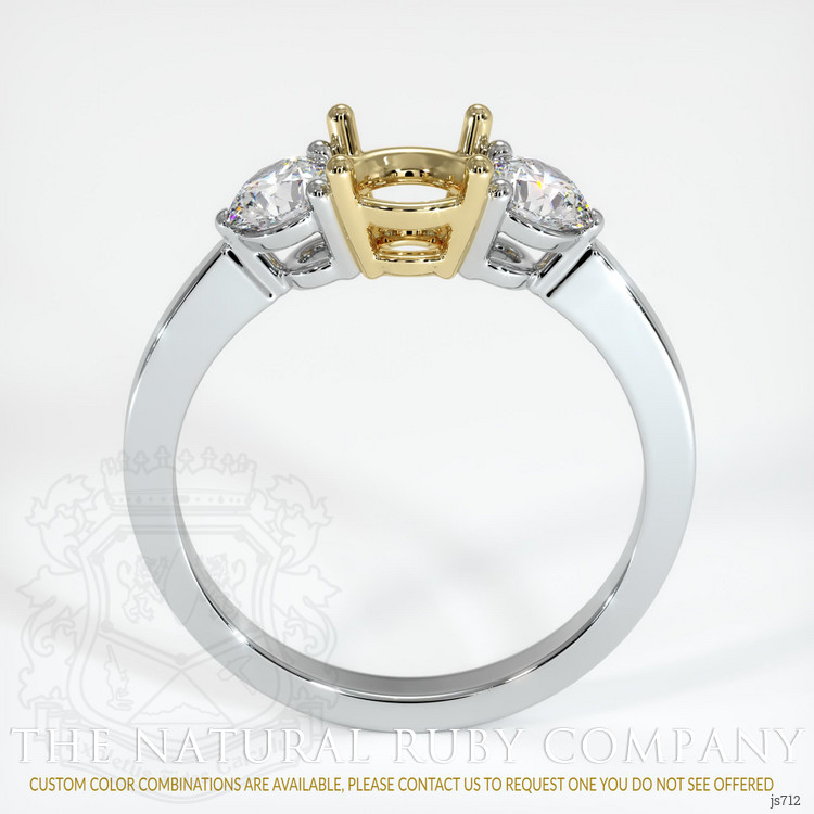 14K Yellow & White Three Stone Ring Setting