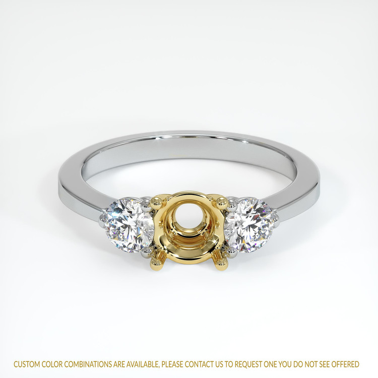 18K Yellow & White Three Stone Ring Setting
