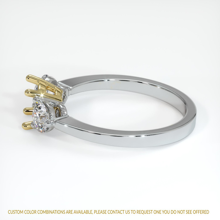 18K Yellow & White Three Stone Ring Setting