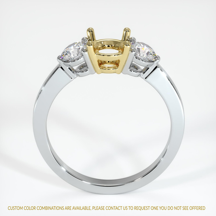 18K Yellow & White Three Stone Ring Setting