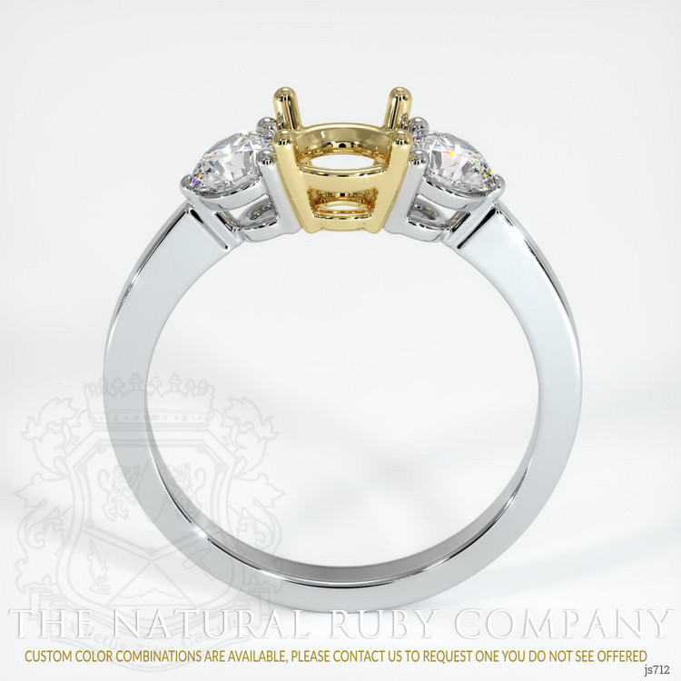 18K Yellow & White Three Stone Ring Setting