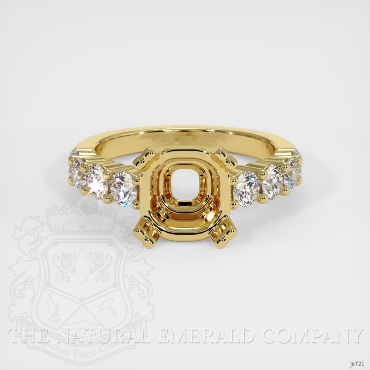 18K Yellow Gold Side Stones Ring Setting #JS1365Y18