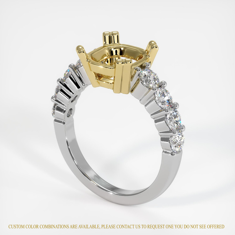 18K Yellow & White Accent Stones Ring Setting