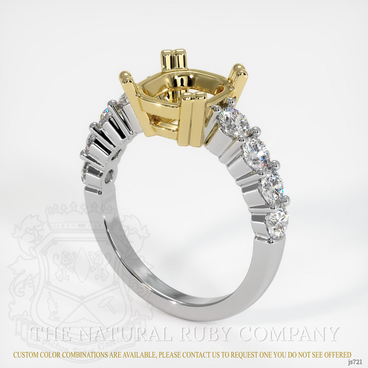 18K Yellow & White Accent Stones Ring Setting