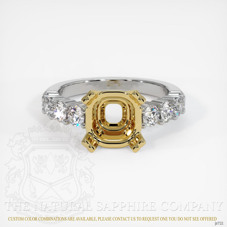 18K Yellow & White Accent Stones Ring Setting