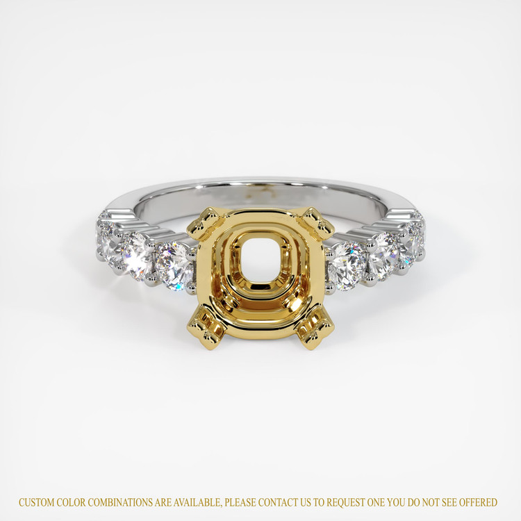 18K Yellow & White Accent Stones Ring Setting