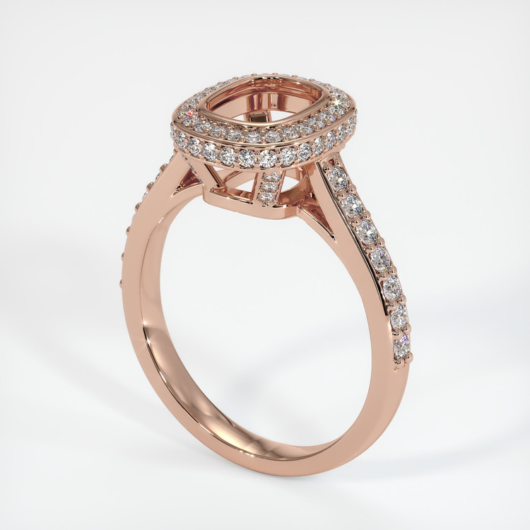 14K Rose Gold Pave Ring Setting