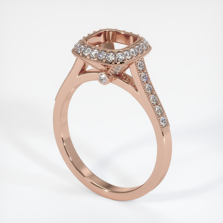 14K Rose Gold Pave Ring Setting