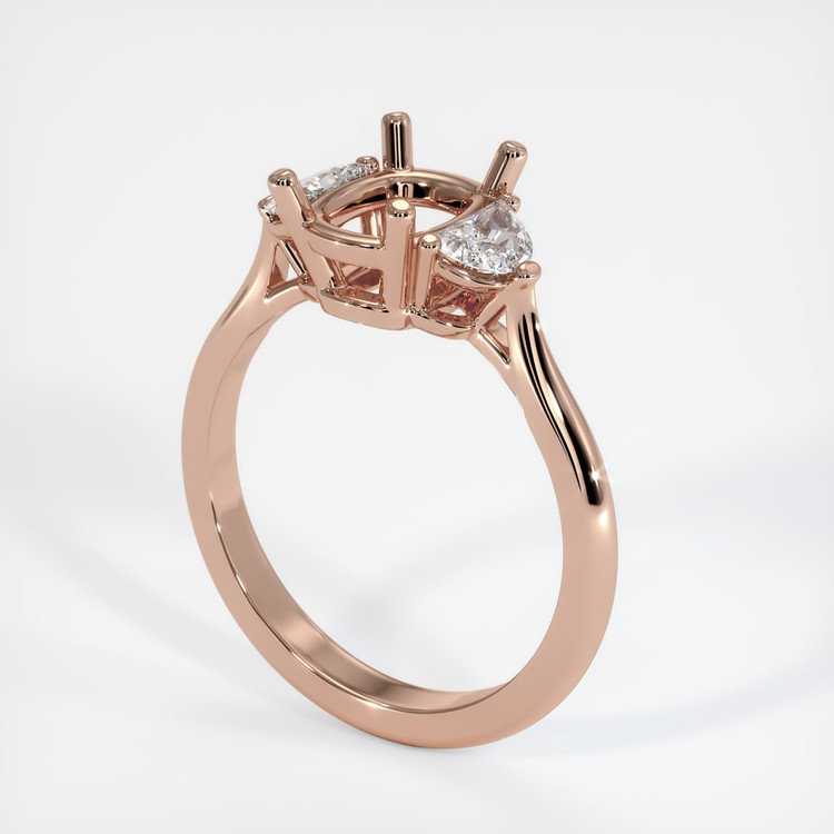 14K Rose Gold Three Stone Ring Setting