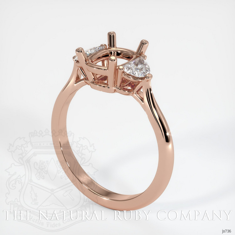 14K Rose Gold Three Stone Ring Setting