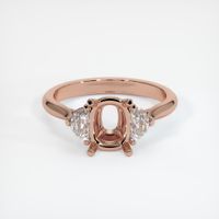 14K Rose Gold Three Stone Ring Setting Image