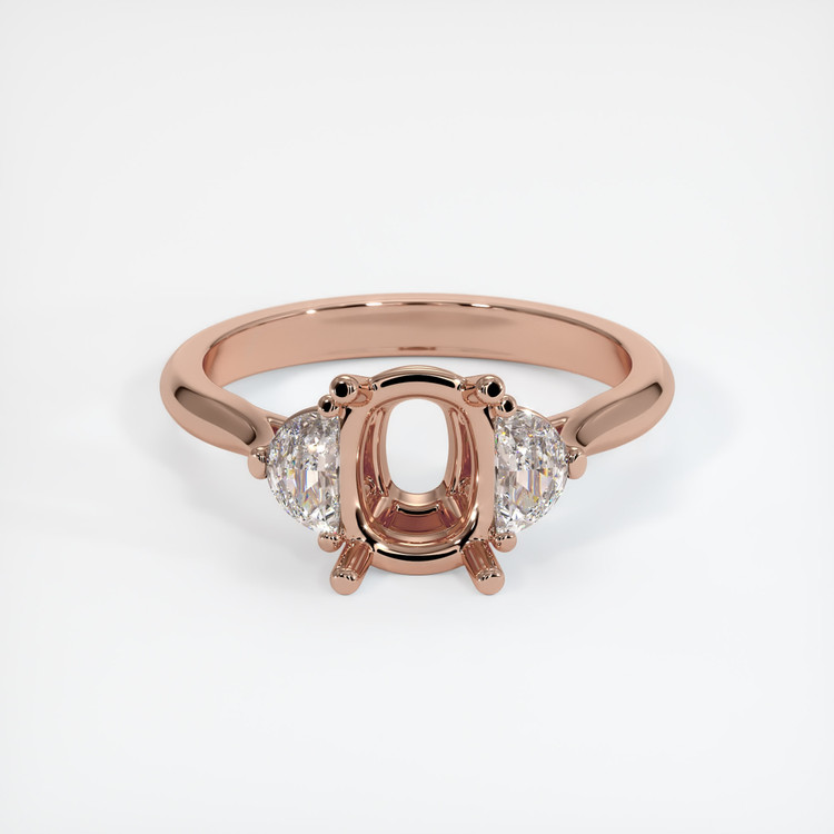 14K Rose Gold Three Stone Ring Setting