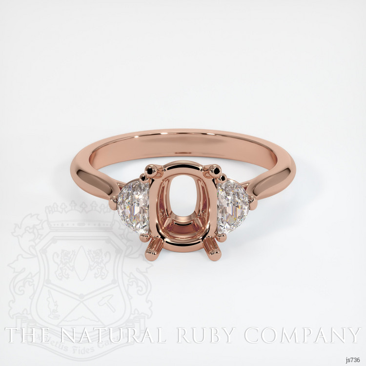 14K Rose Gold Three Stone Ring Setting