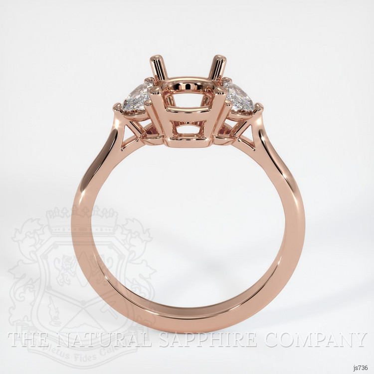 14K Rose Gold Three Stone Ring Setting