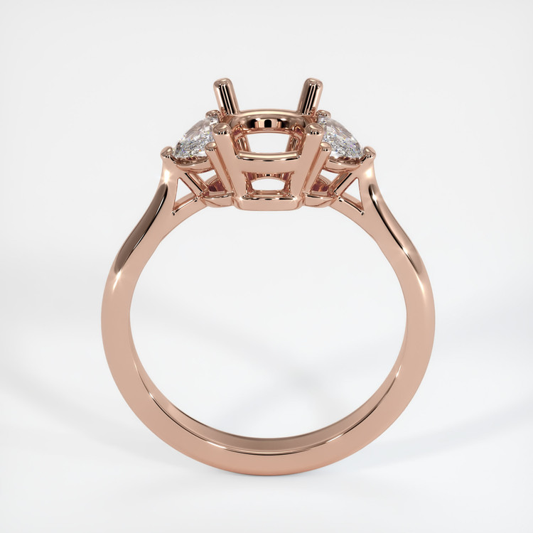 14K Rose Gold Three Stone Ring Setting