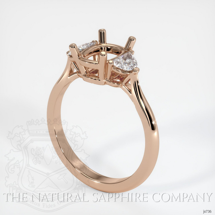 18K Rose Gold Three Stone Ring Setting