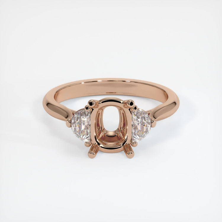 18K Rose Gold Three Stone Ring Setting