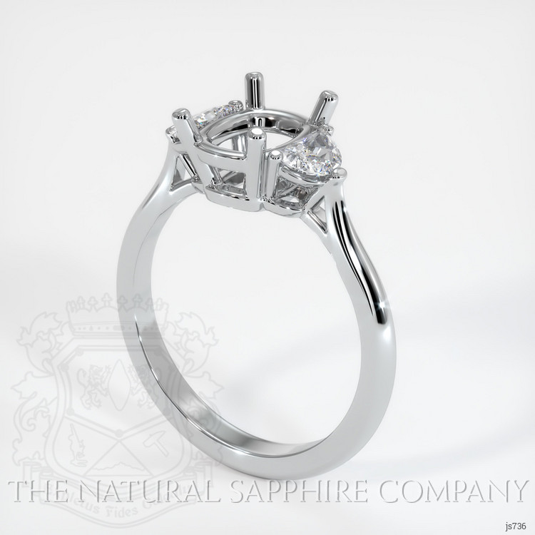 14K White Gold Three Stone Ring Setting