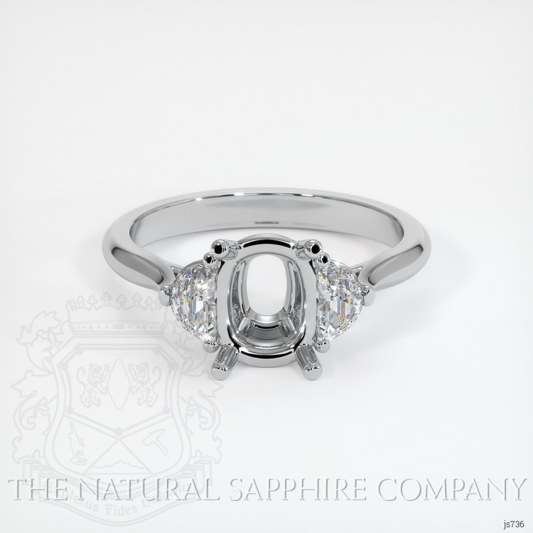 14K White Gold Three Stone Ring Setting