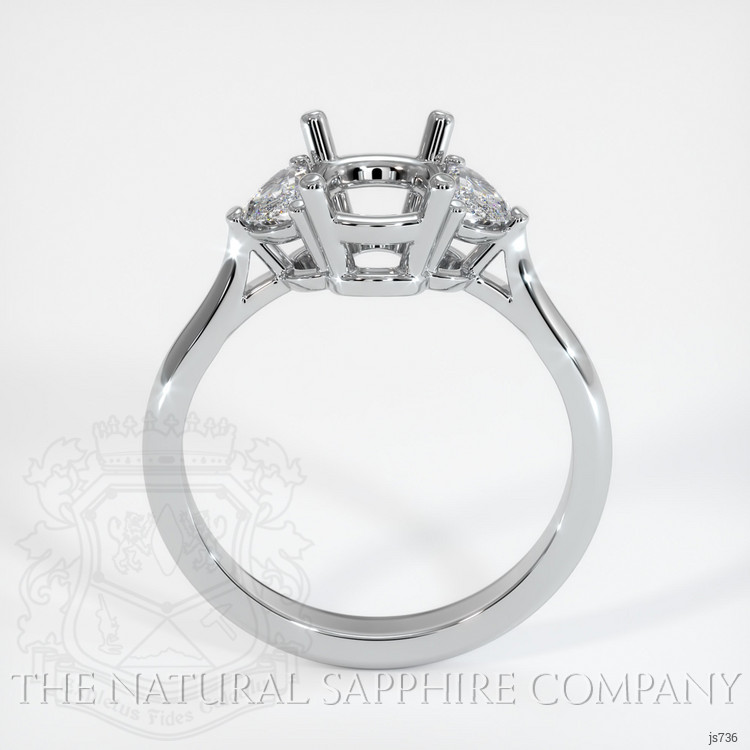 14K White Gold Three Stone Ring Setting